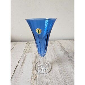 Waterford Blue and Clear Crystal Vase